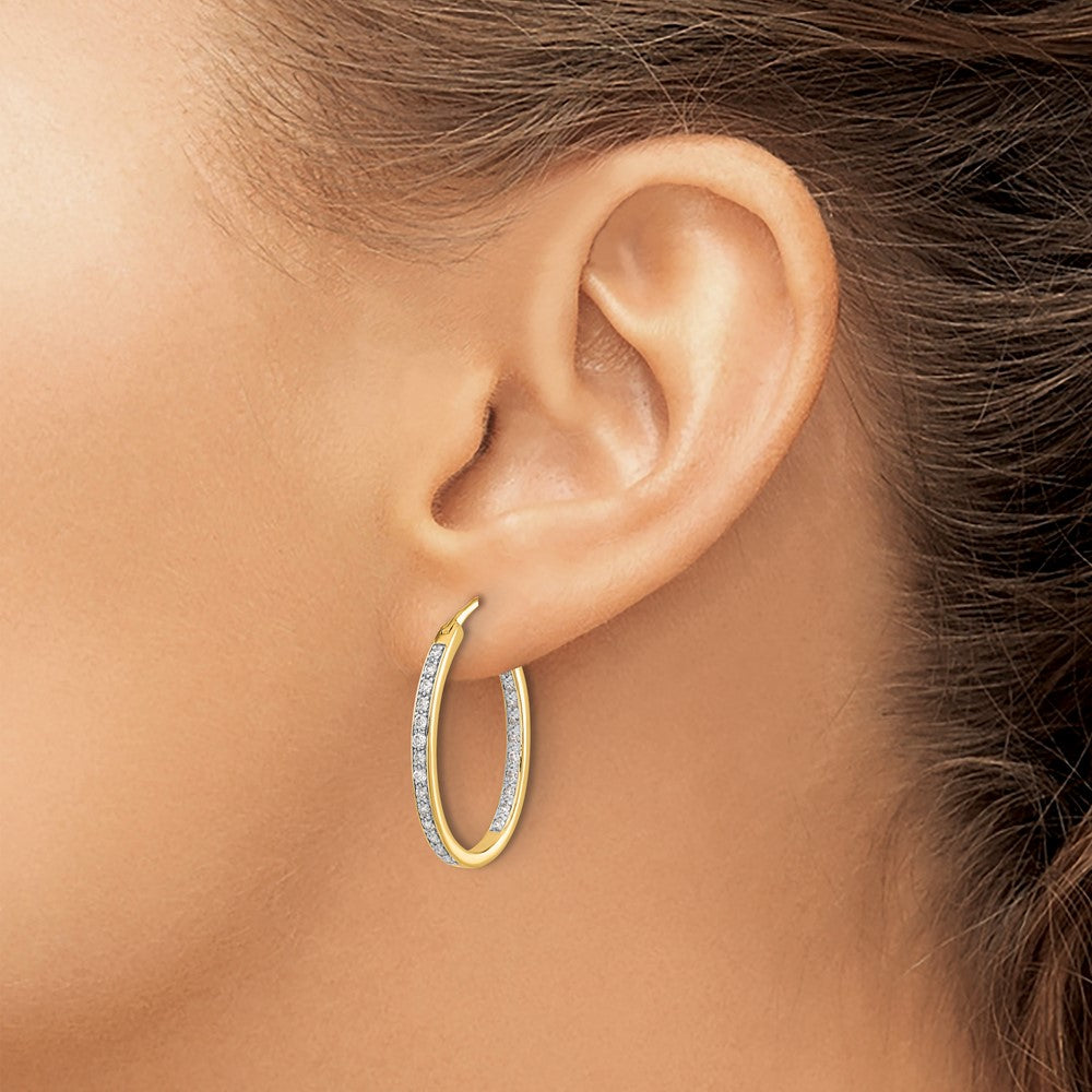 14k 1/2 carat Diamond In/Out Hoop Earrings