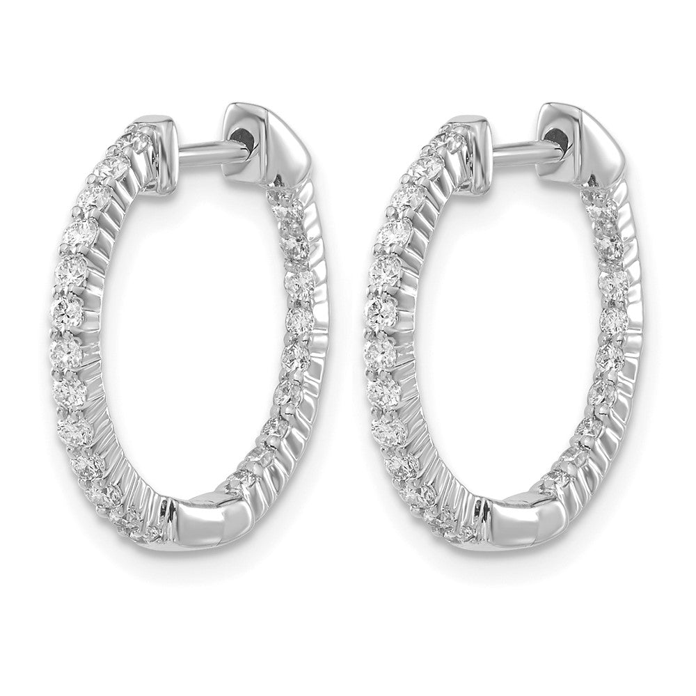 14k White Gold 1/2 carat Diamond In/Out Hinged Hoop Earrings