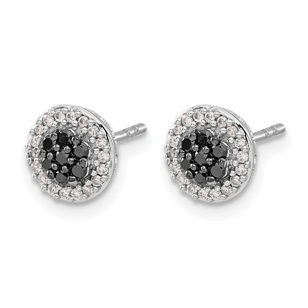 14k White Gold 1/3 carat Black/White Diamond Cluster Post Earrings