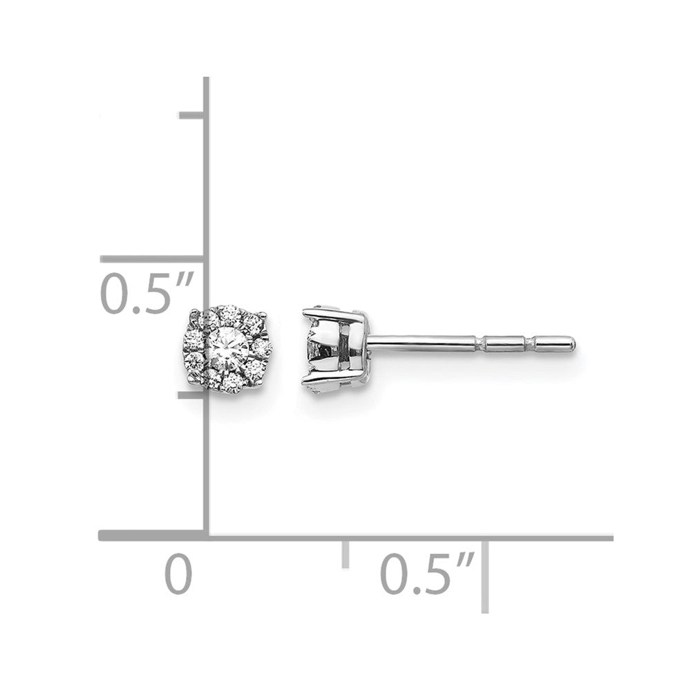 14k White Gold 1/6 carat Diamond Halo Cluster Post Earrings