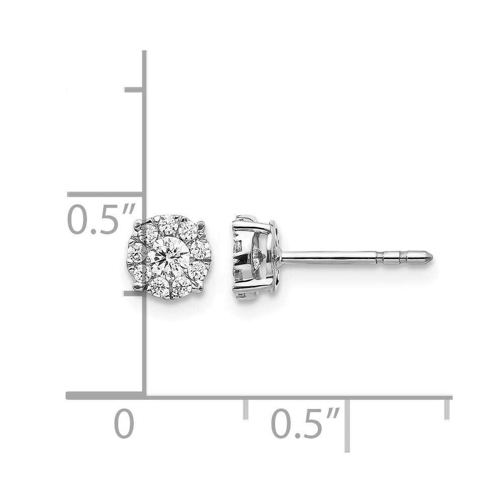 14k White Gold 1/3 carat Diamond Halo Cluster Post Earrings