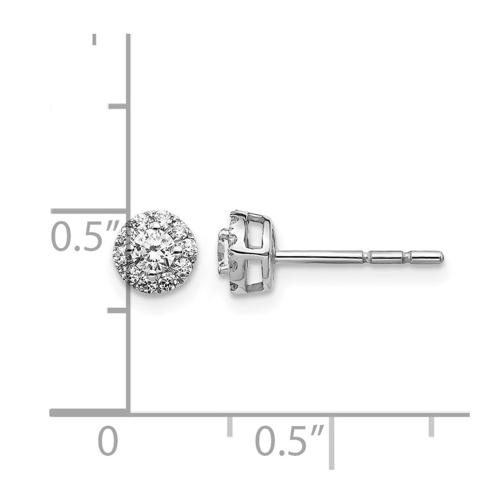 14k White Gold 1/3 carat Diamond Halo Cluster Post Earrings
