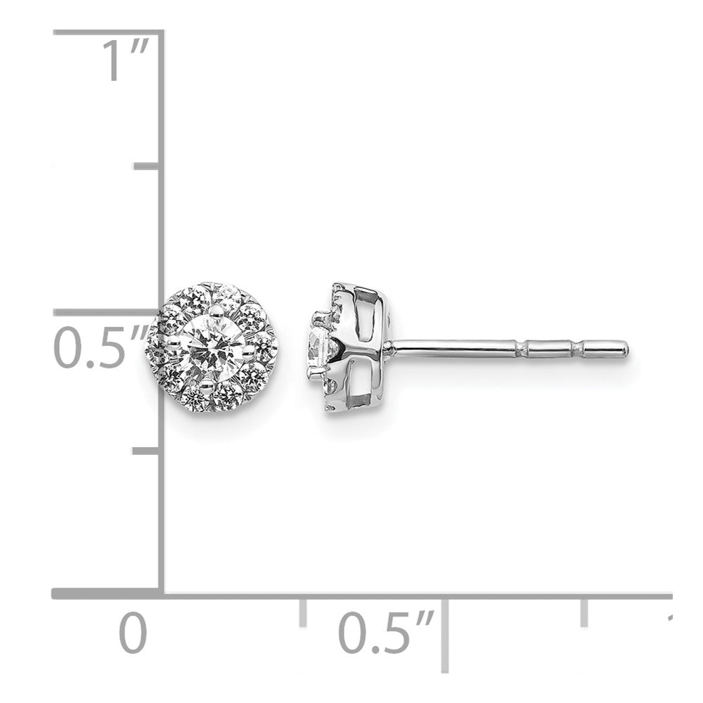 14k White Gold 1/2 carat Diamond Halo Cluster Post Earrings