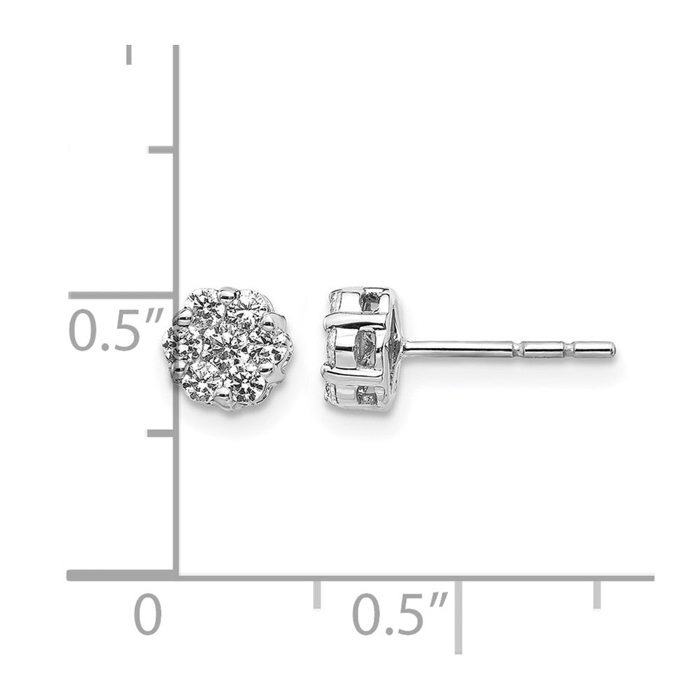 14k White Gold 1/2 carat Diamond Cluster Push Back Post Earrings