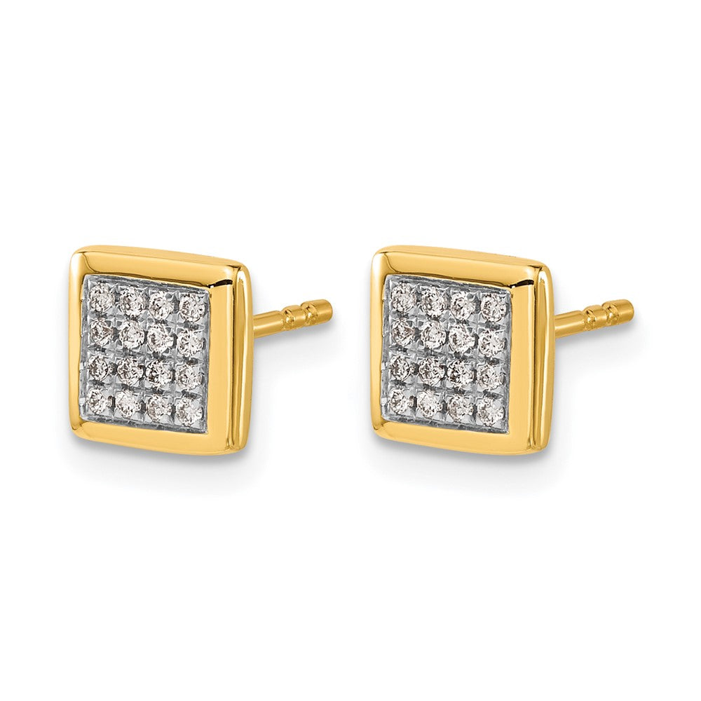 14k 1/8 carat Diamond Cluster Square Post Earrings