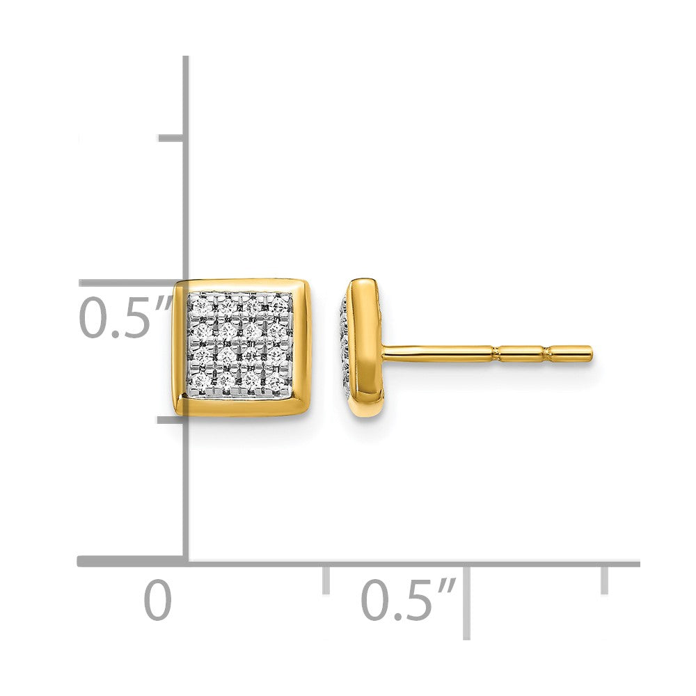 14k 1/8 carat Diamond Cluster Square Post Earrings