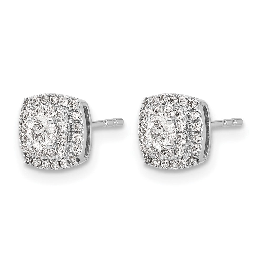 14k White Gold 1/2 carat Diamond Square Halo Post Earrings