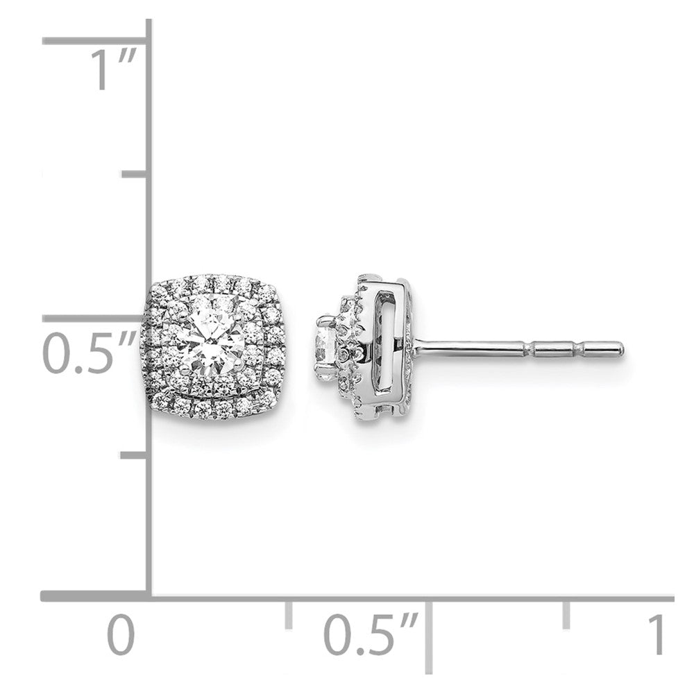 14k White Gold 1/2 carat Diamond Square Halo Post Earrings