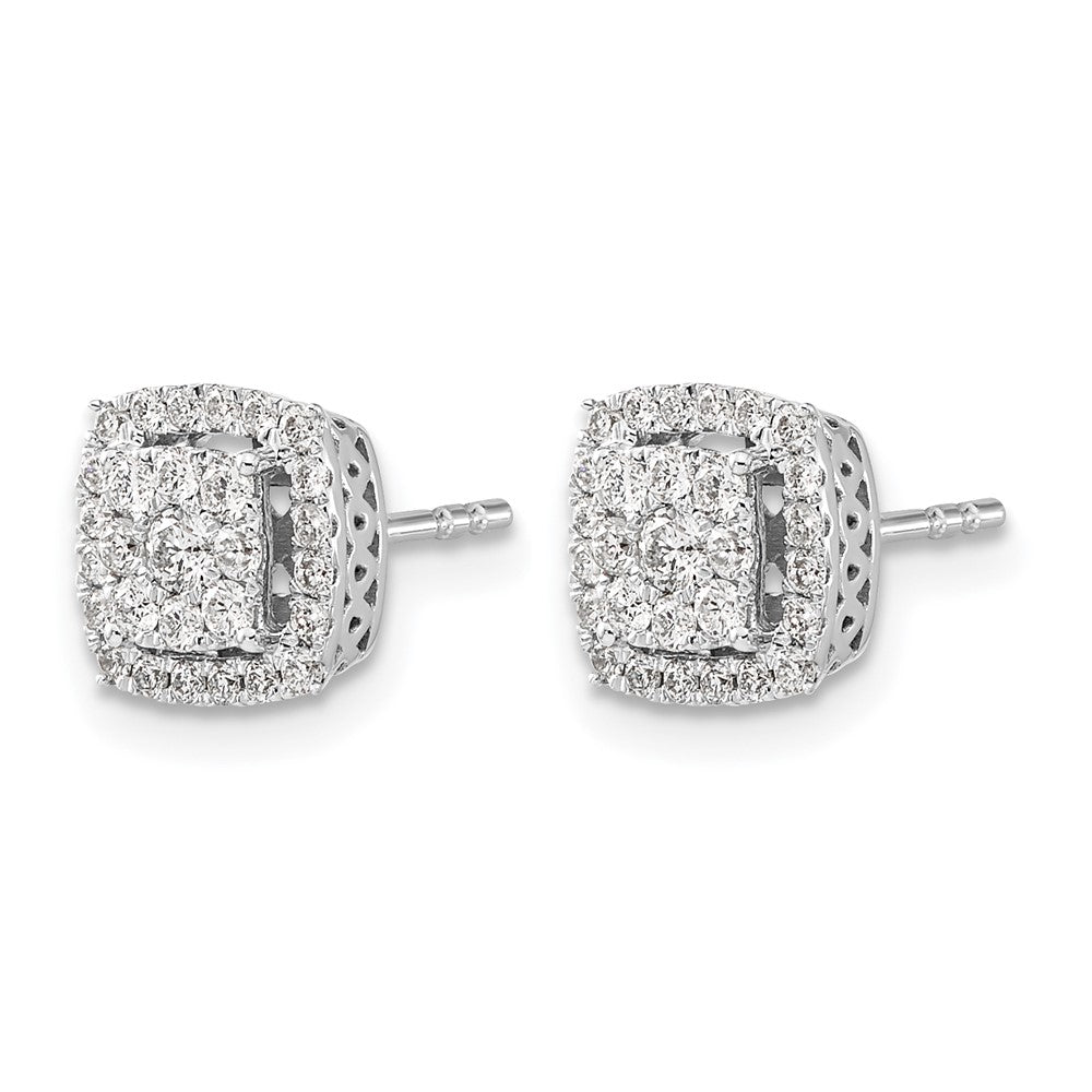 14k White Gold 1/2 carat Diamond Square Cluster Post Earrings