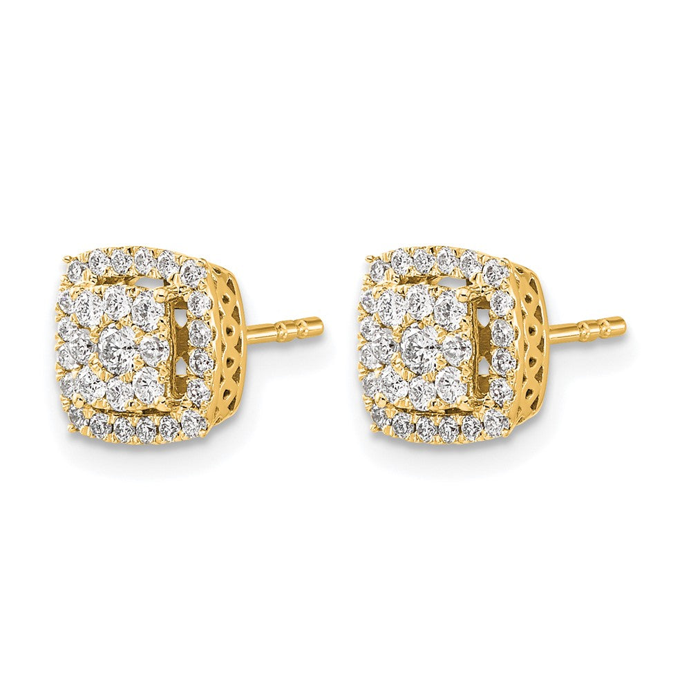14k 1/2 carat Diamond Square Cluster Post Earrings