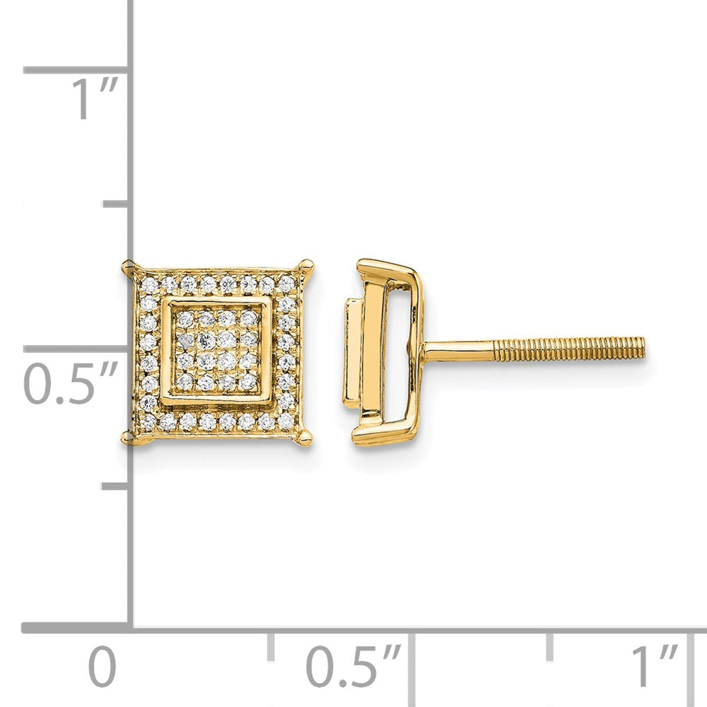 14k 1/4 carat Diamond Double Square Bezel Screwback Post Earrings