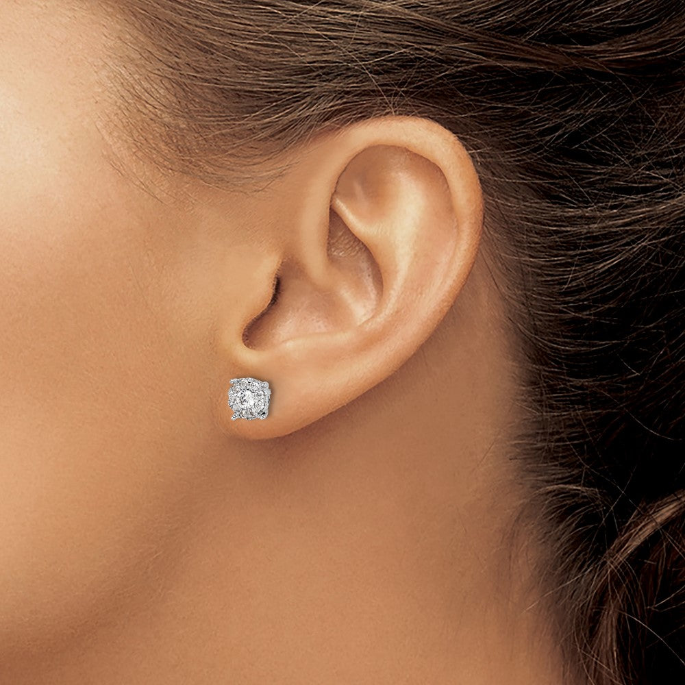 14k White Gold 1/2 carat Diamond Cluster Post Earrings