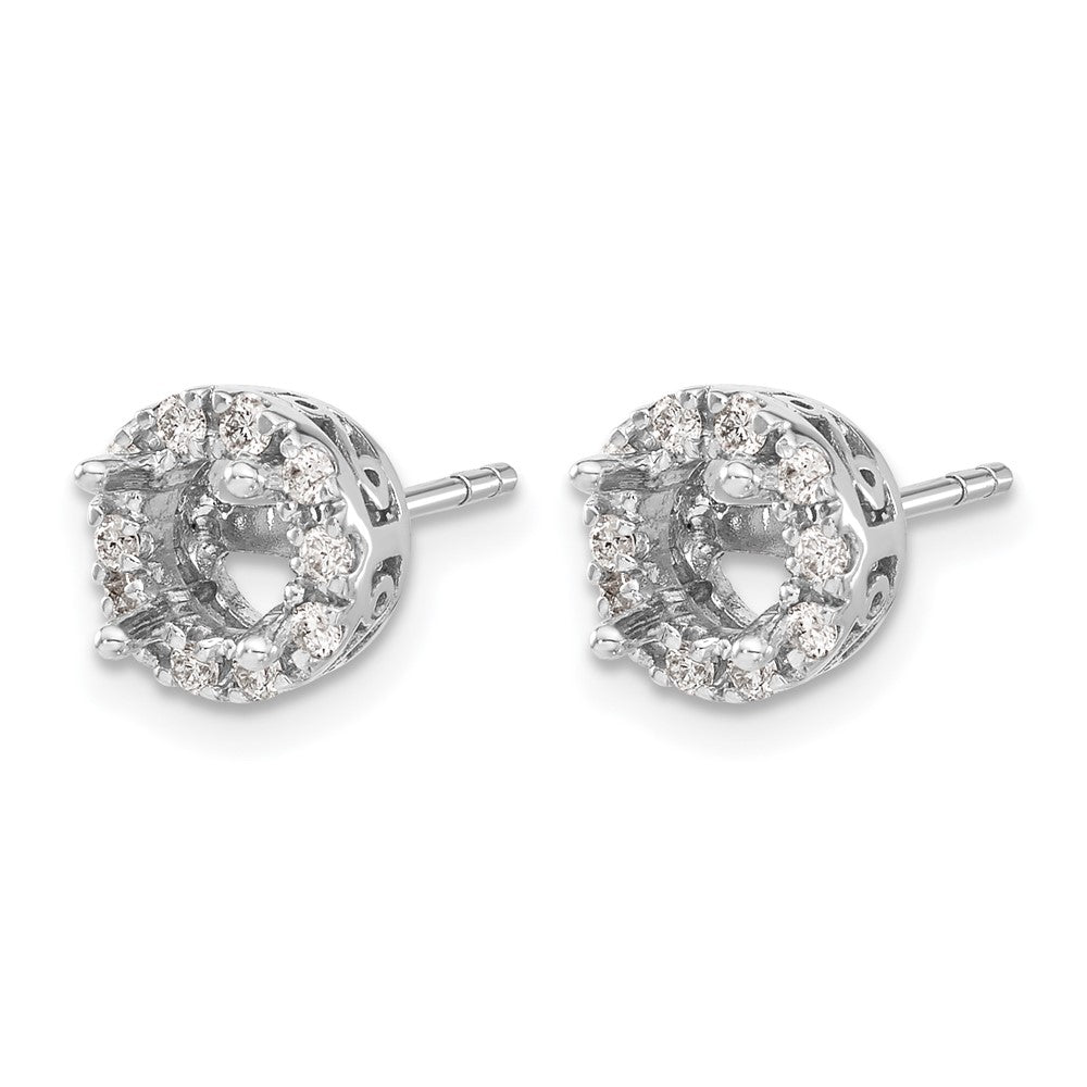 14k White Gold 1/2 carat Diamond (Holds 2-6.5mm Stones) Semi-mount Halo Stud Earrings