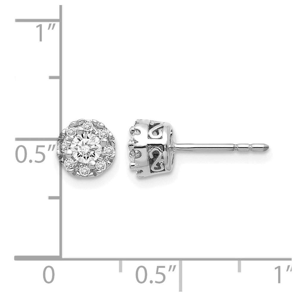 14k White Gold 1/10 carat Diamond (Holds 2-3.8mm Stones) Semi-mount Halo Stud Earrings