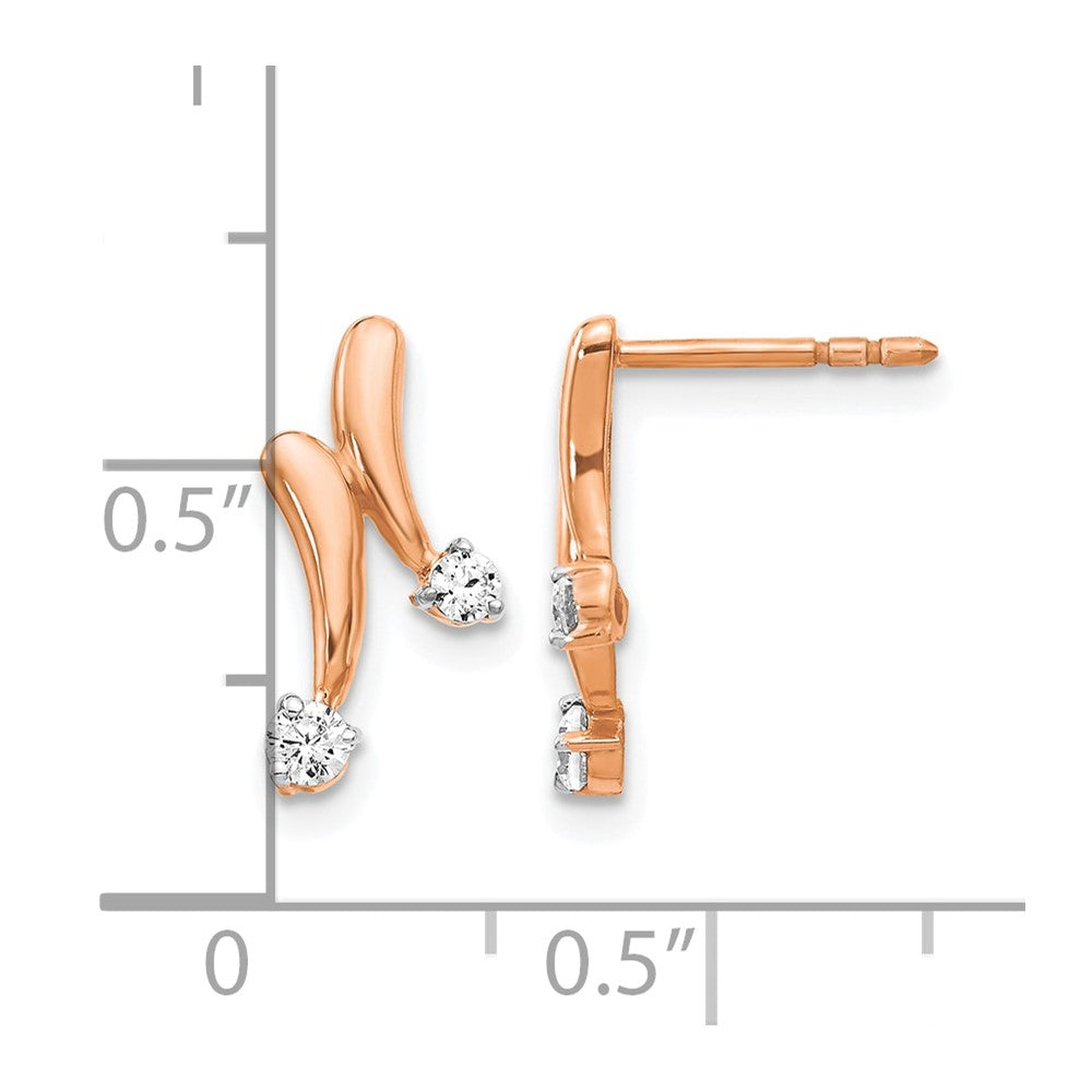 14k Rose Gold 1/5 carat Diamond 2-Stone Post Earrings