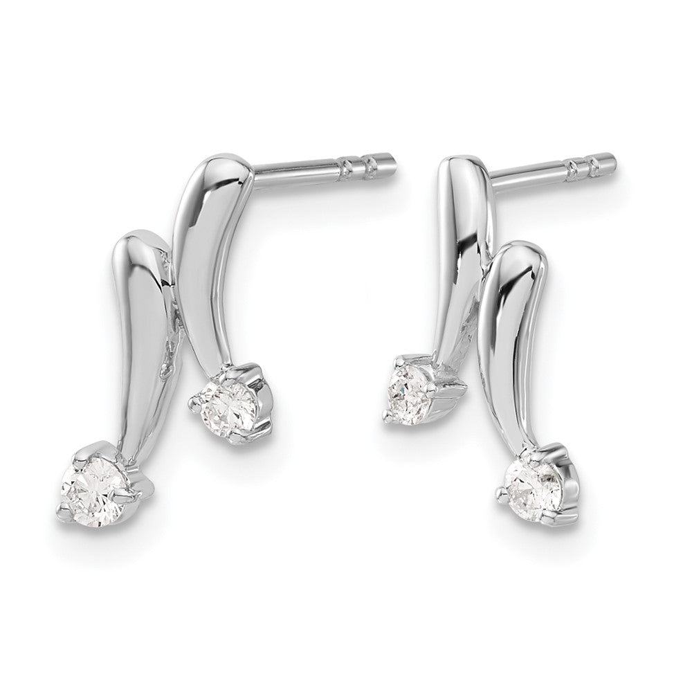 14k White Gold 1/5 carat Diamond 2-Stone Post Earrings