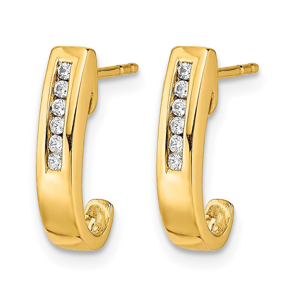14k 1/10 carat Diamond Channel J-Hoop Post Earrings