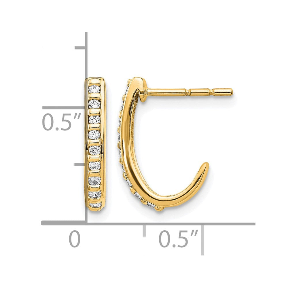 14k 1/5 carat Diamond J-Hoop Post Earrings