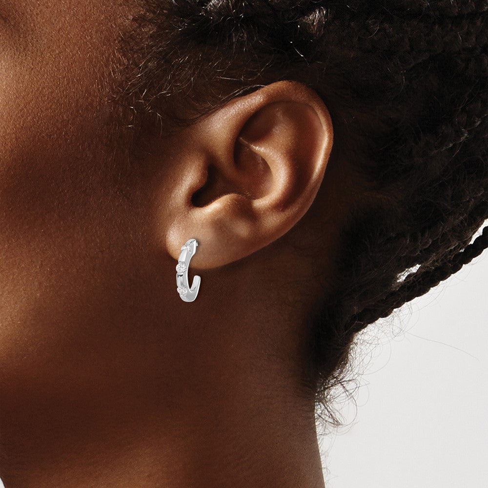 14k White Gold 1/3 carat Diamond J-Hoop Post Earrings