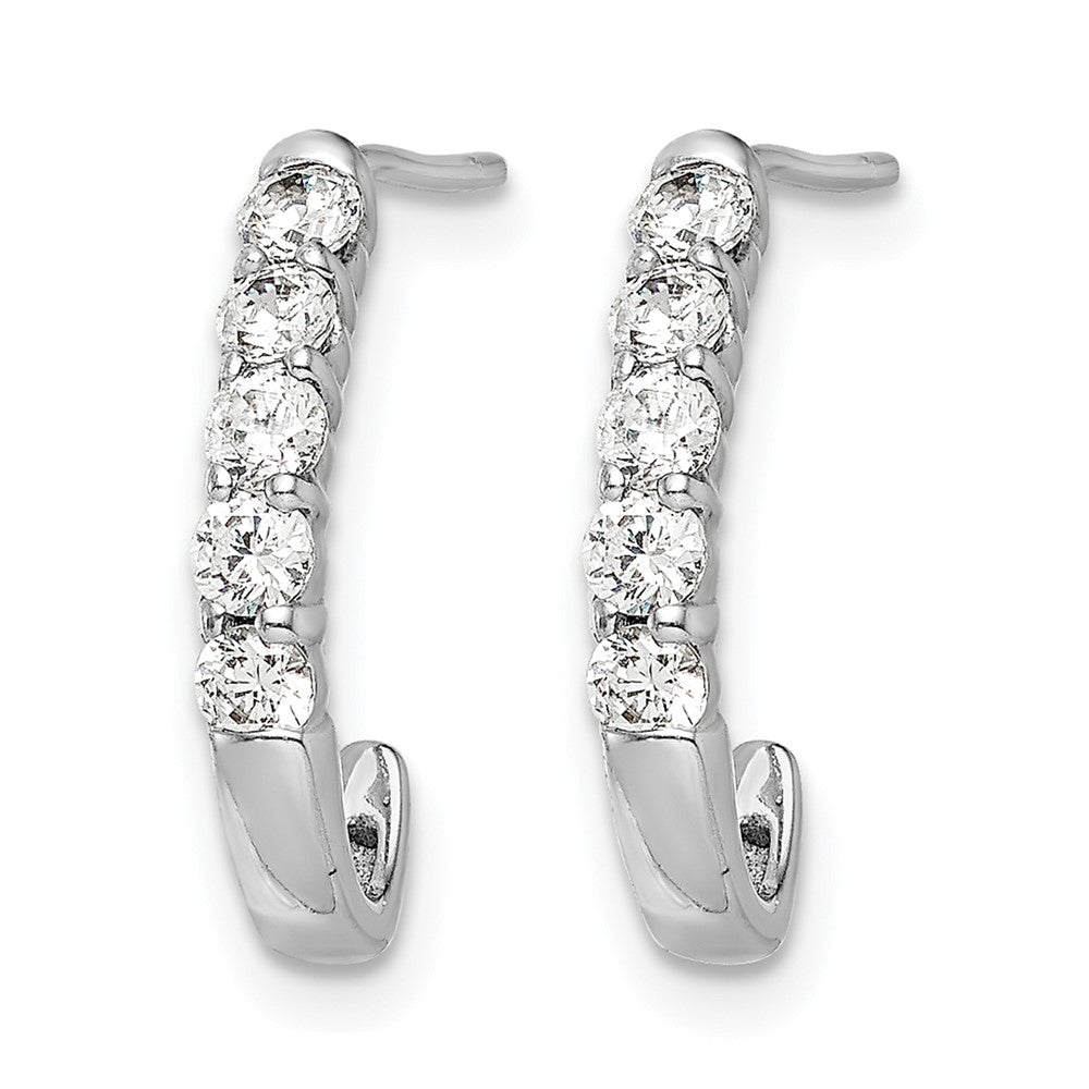14k White Gold 1/2 carat Diamond J-Hoop Post Earrings