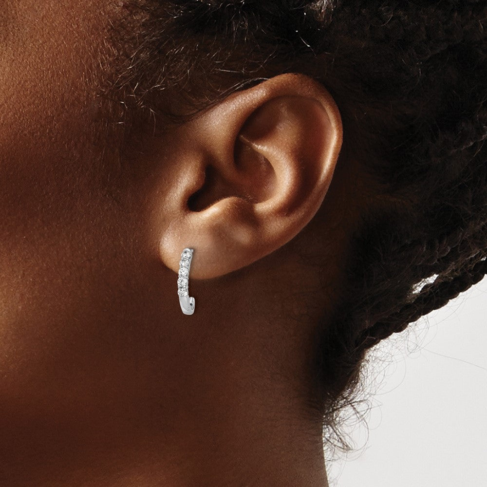 14k White Gold 1/2 carat Diamond J-Hoop Post Earrings