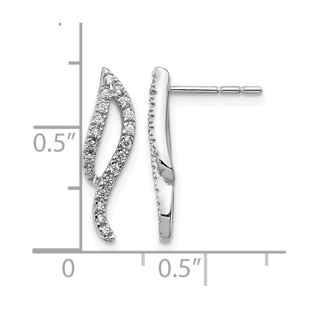 14k White Gold 1/4 carat Diamond Wave Post Earrings