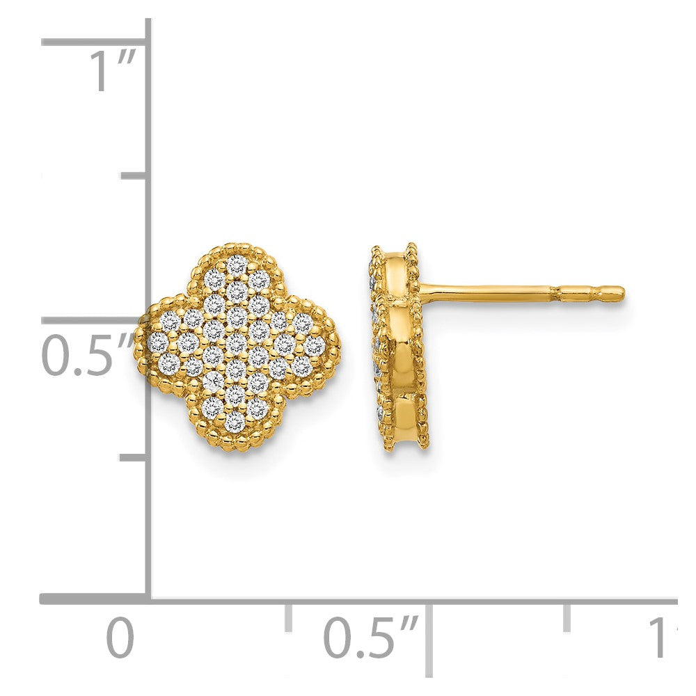 10k Diamond Quatrefoil Post Earrings