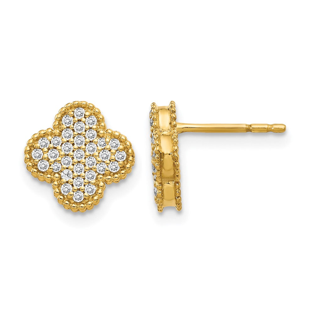 10k Diamond Quatrefoil Post Earrings