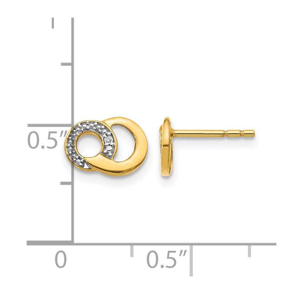 14k with White Rhodium Diamond Circles Post Earrings