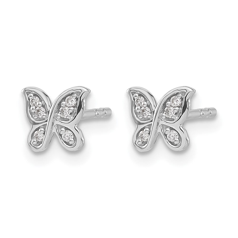 14k White Gold Diamond Butterfly Post Earrings