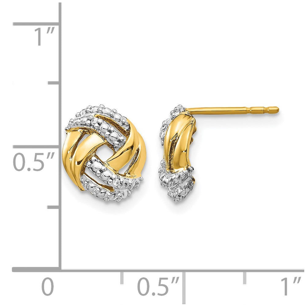 14k and White Rhodium Accents Diamond Love Knot Post Earrings