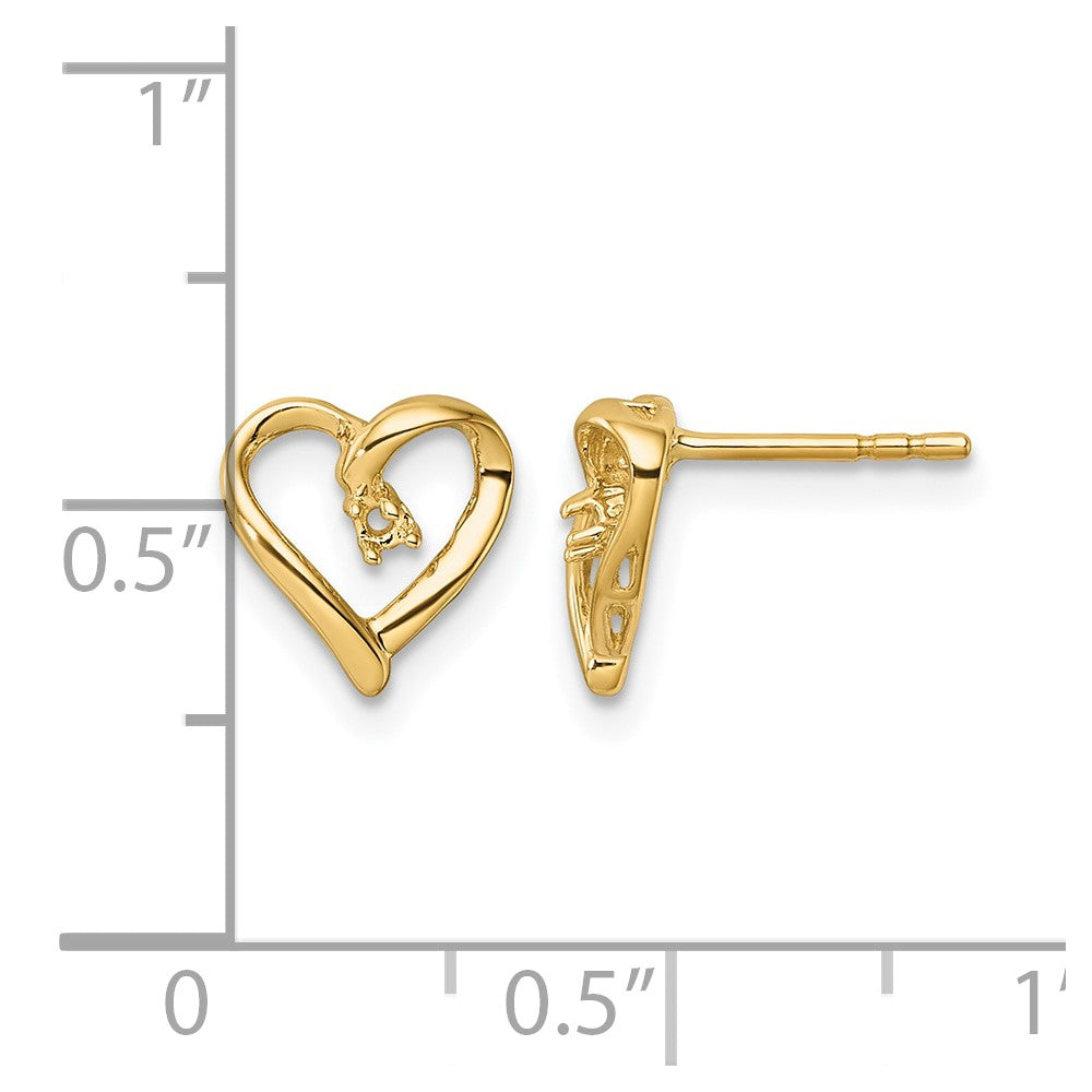 14k Fancy Diamond Heart Earring Mountings