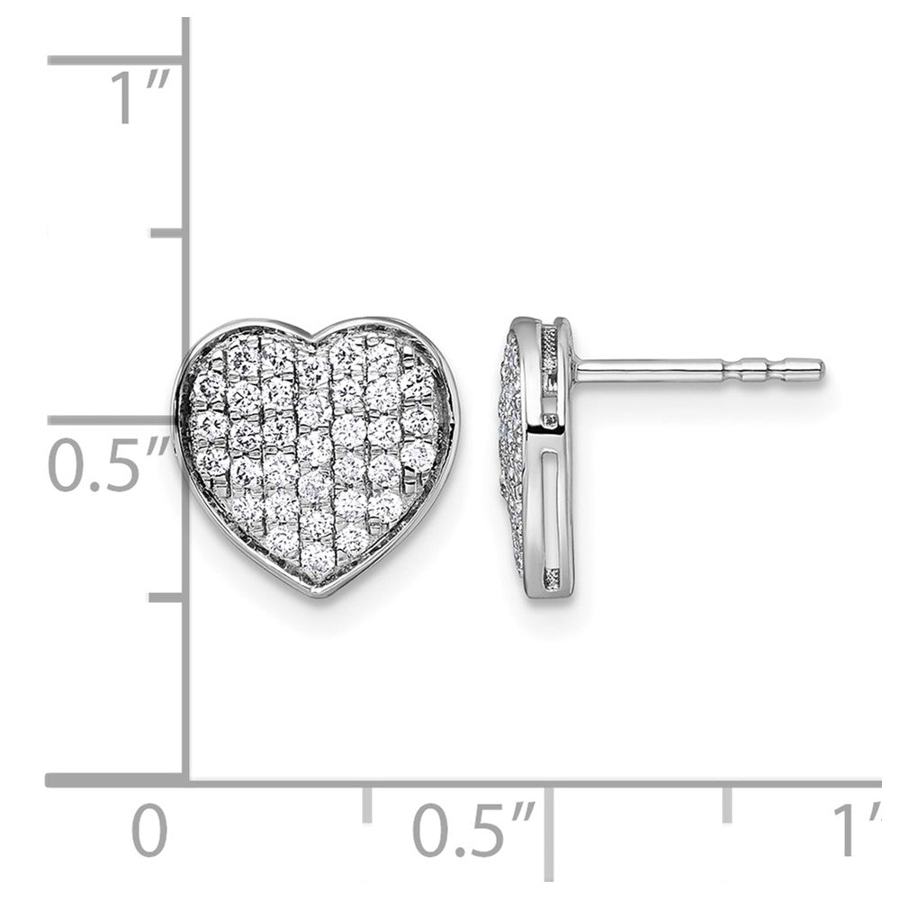 14k White Gold 1/2ct. Diamond Heart Post Earrings