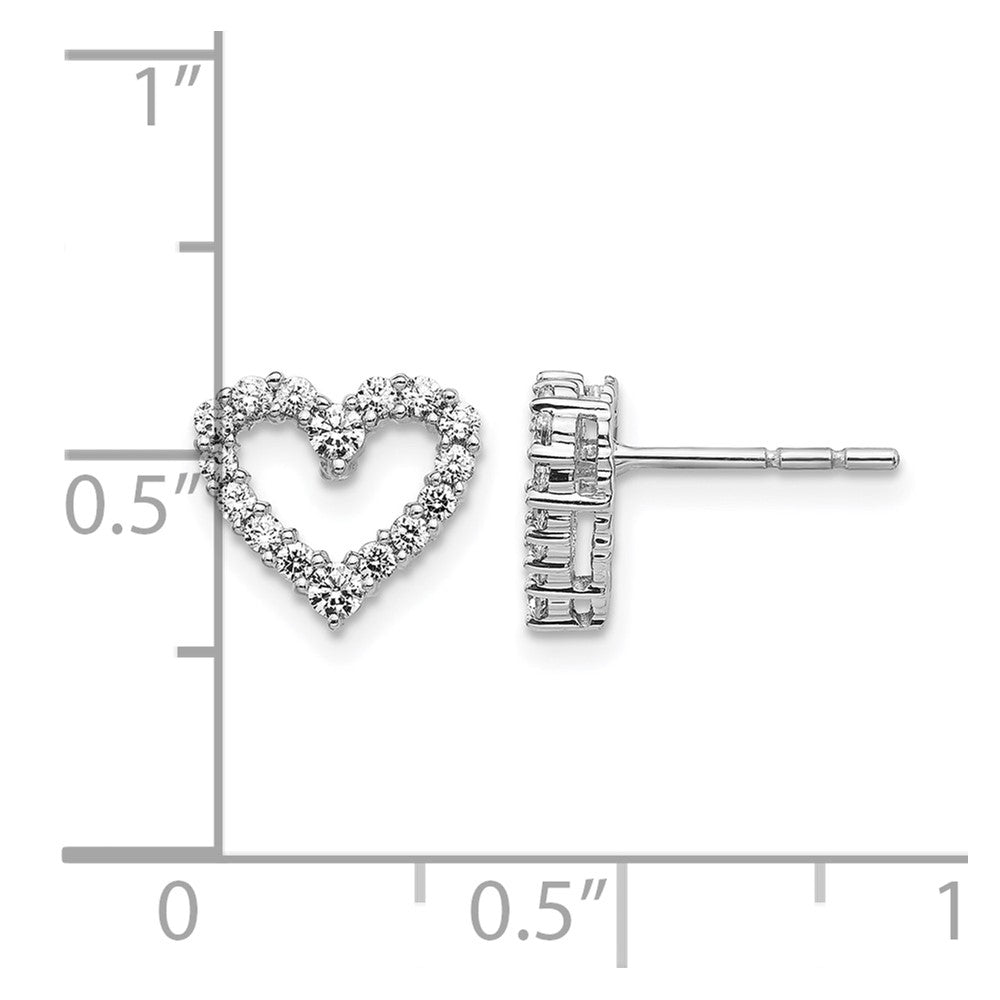 14k White Gold Diamond Heart Earrings