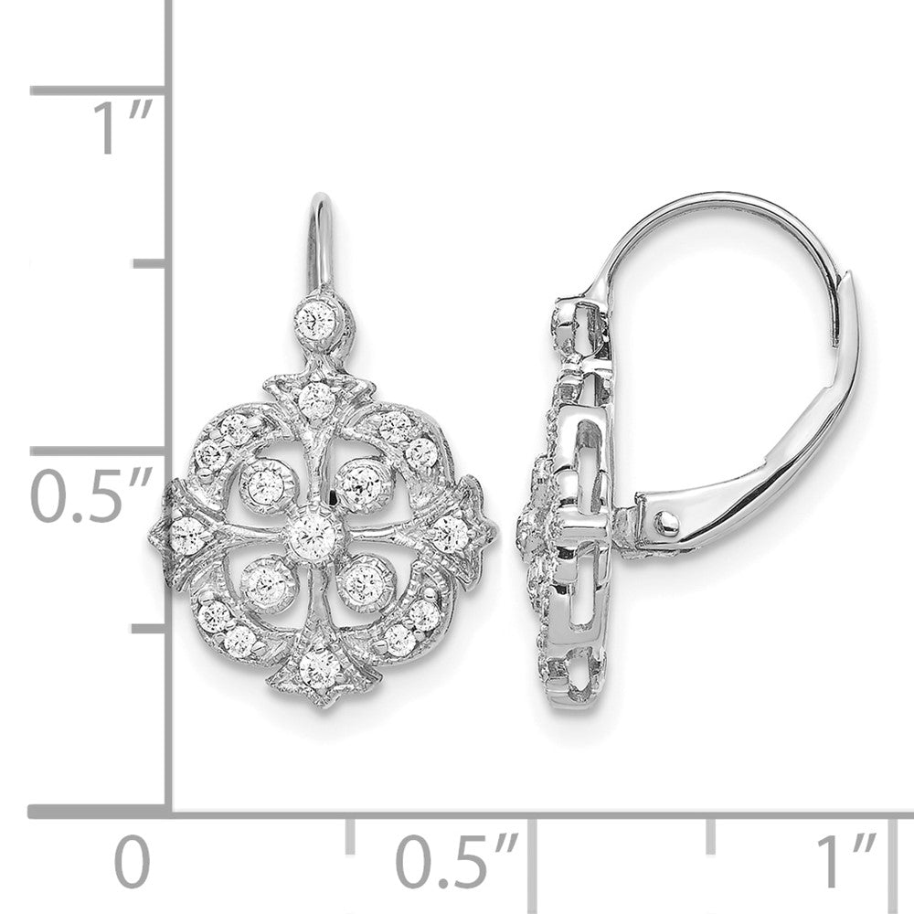 14k White Gold 1/3 carat Diamond Vintage-style Leverback Earrings