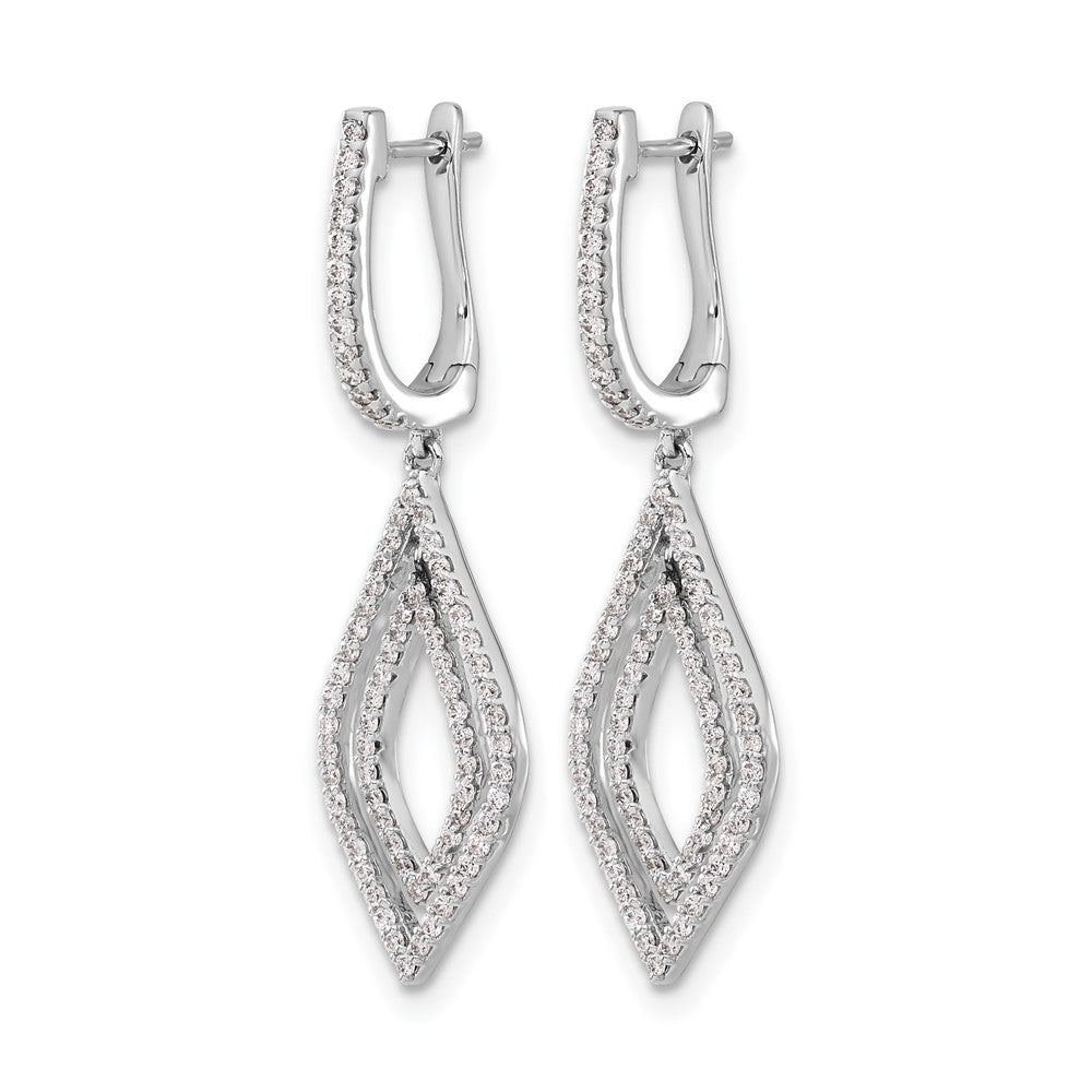 14k White Gold 1/2 carat Diamond Teardrop Hinged Dangle Earrings