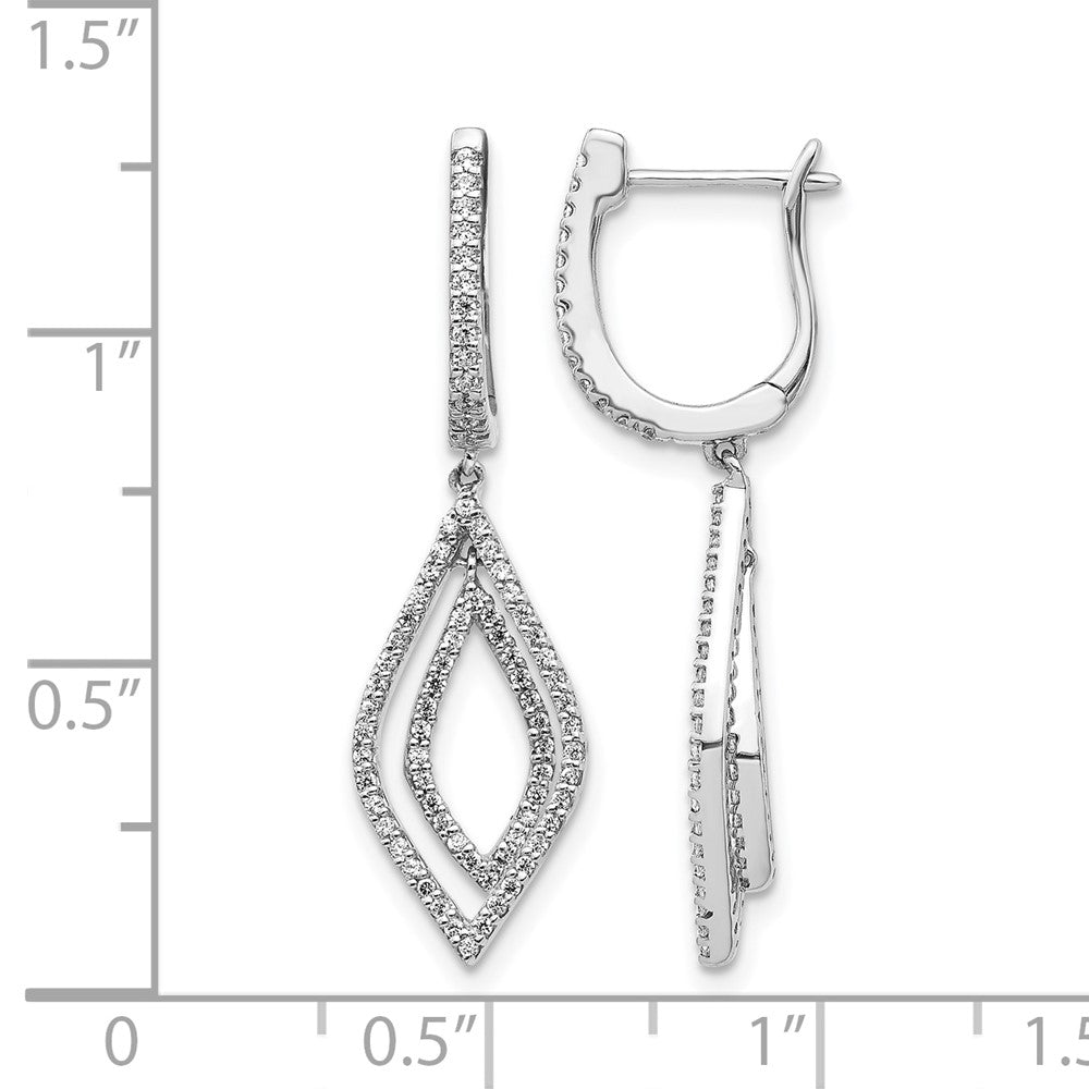 14k White Gold 1/2 carat Diamond Teardrop Hinged Dangle Earrings