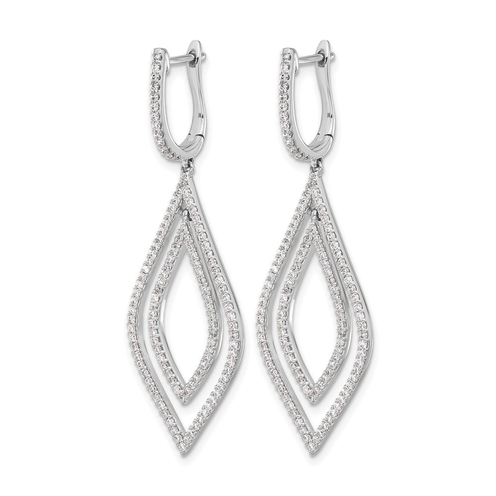 14k White Gold 1.1 carat Diamond Teardrop Hinged Dangle Earrings