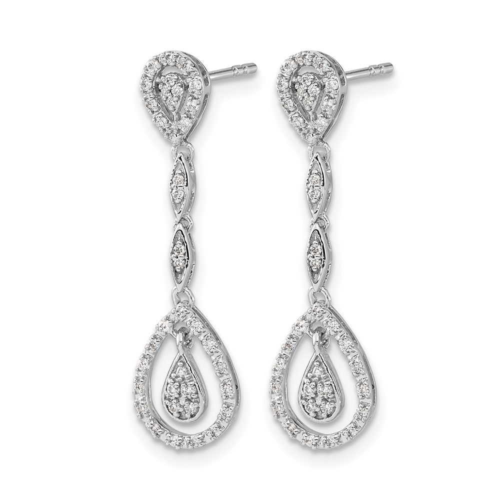 14k White Gold Teardrop 1/4 carat Diamond Dangle Post Earrings