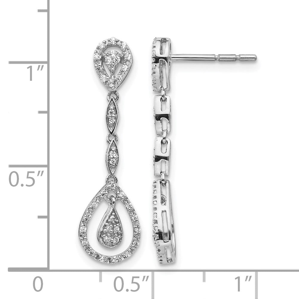 14k White Gold Teardrop 1/4 carat Diamond Dangle Post Earrings