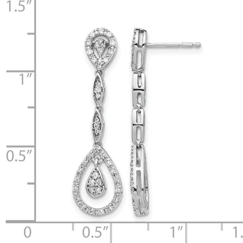 14k White Gold Teardrop 1/3 carat Diamond Dangle Post Earrings