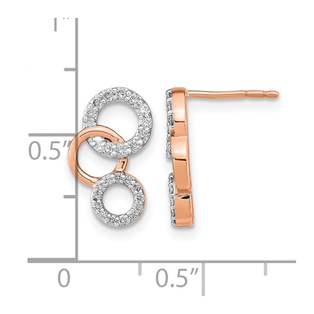 14k Rose Gold 1/4 carat Diamond Circles Post Earrings