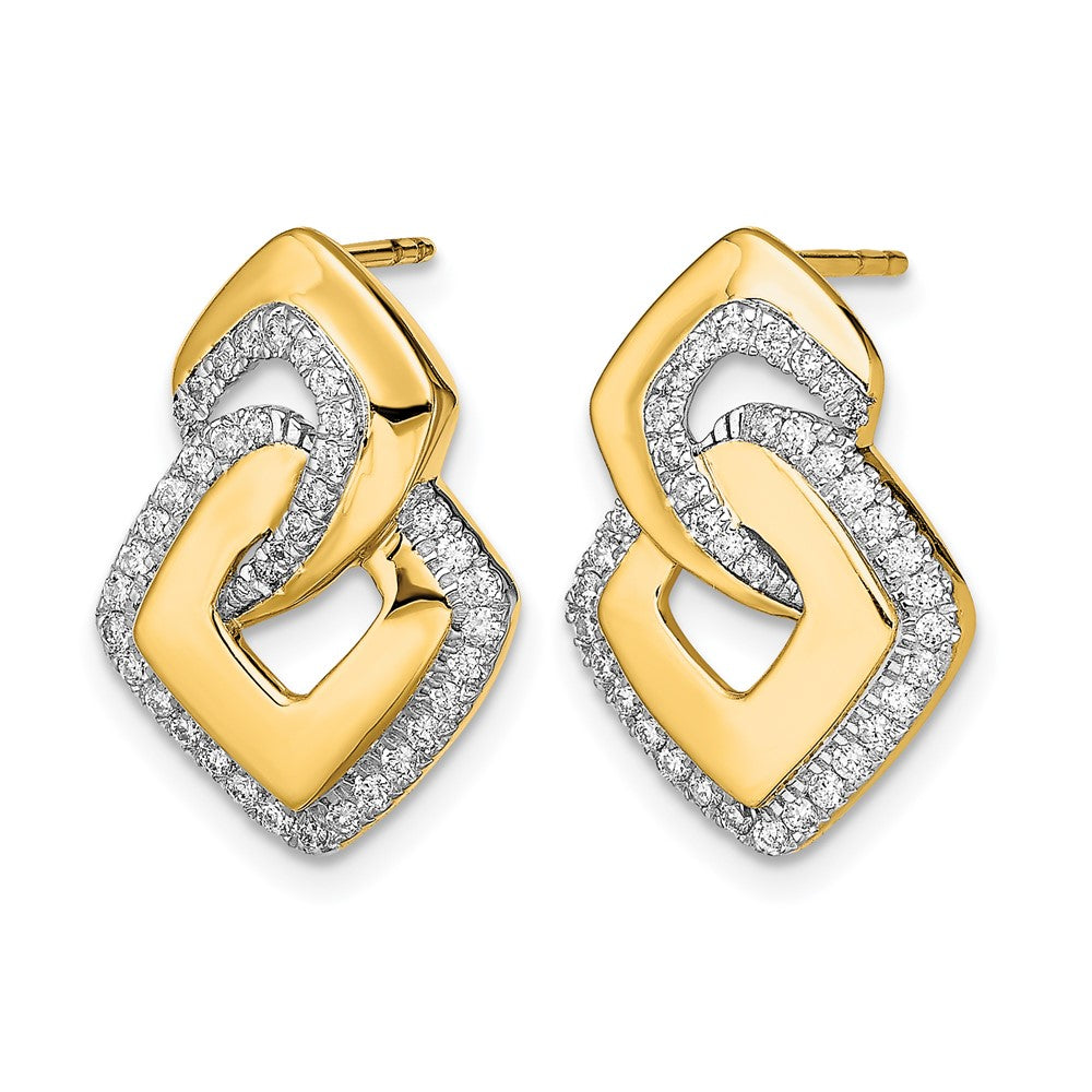 14k Polished 1/3 carat Diamond Fancy Shaped Post Earrings