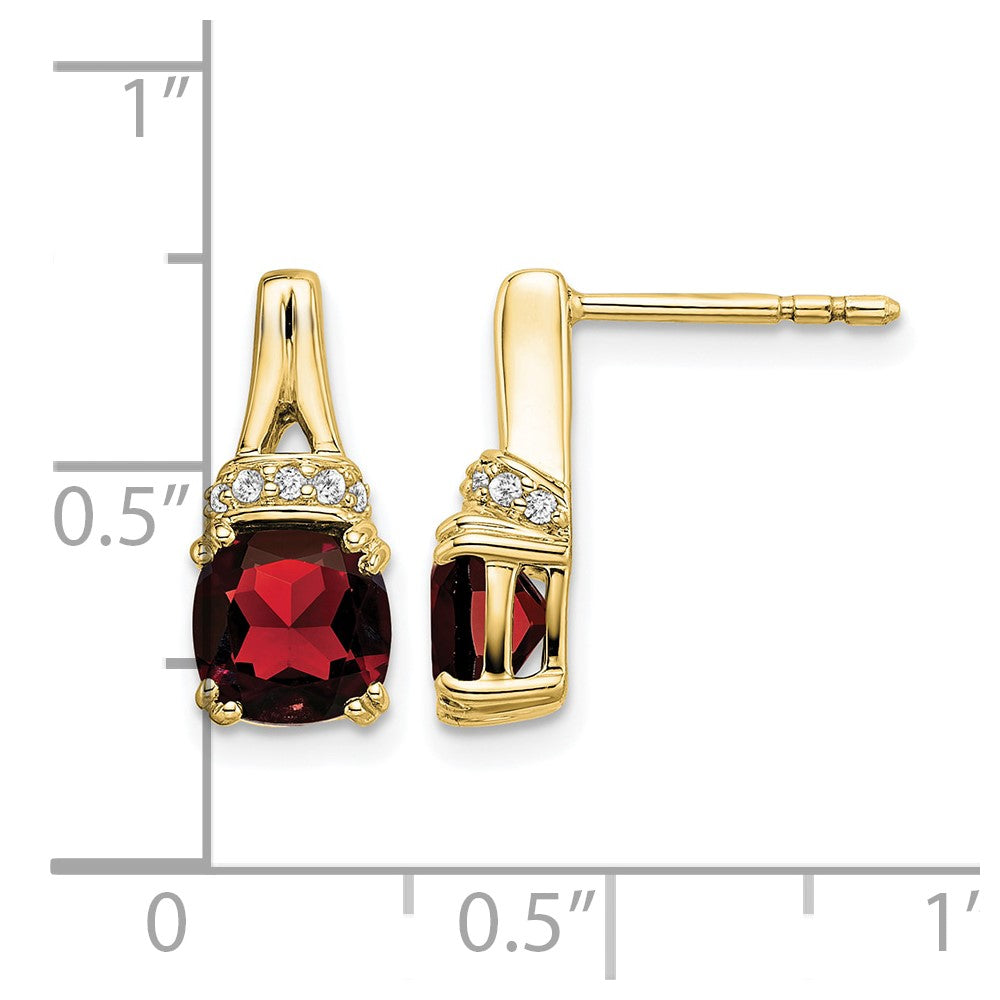 10k Yellow Gold Garnet and Diamond Earrings
