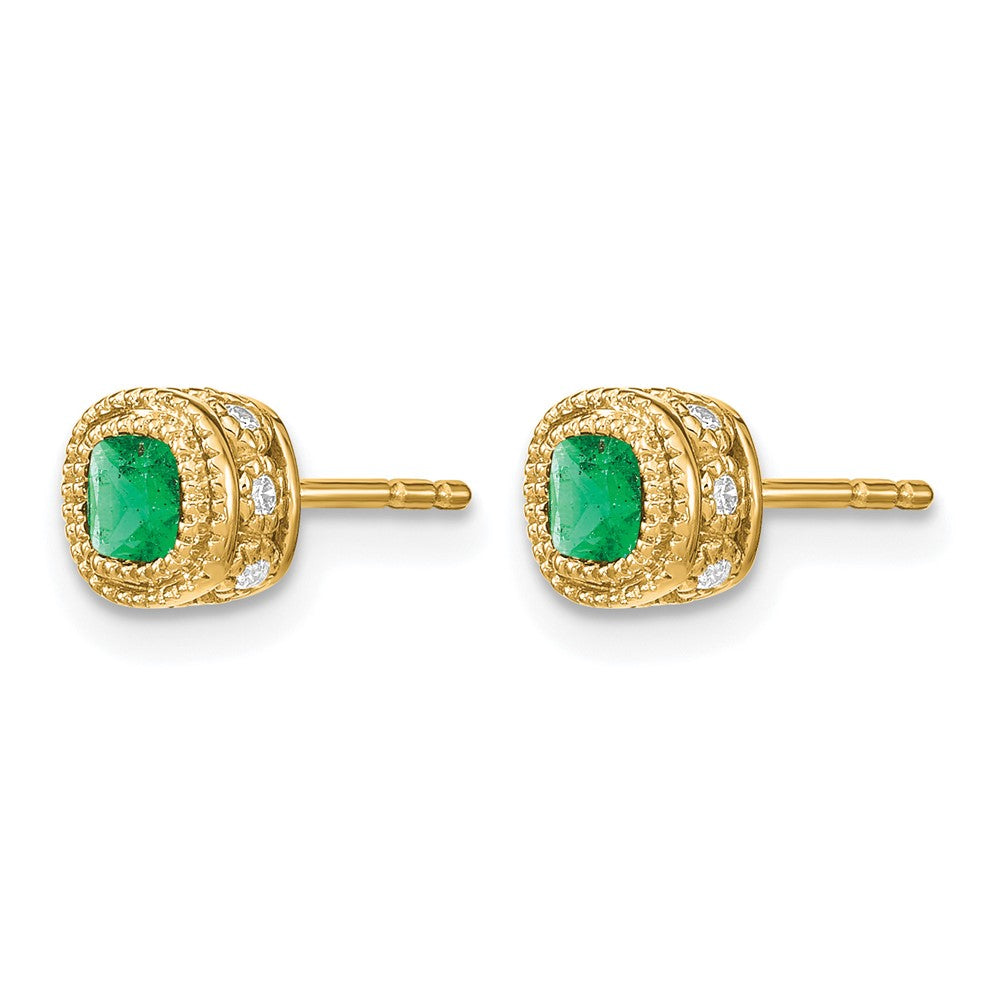 10k Emerald and Diamond Earrings