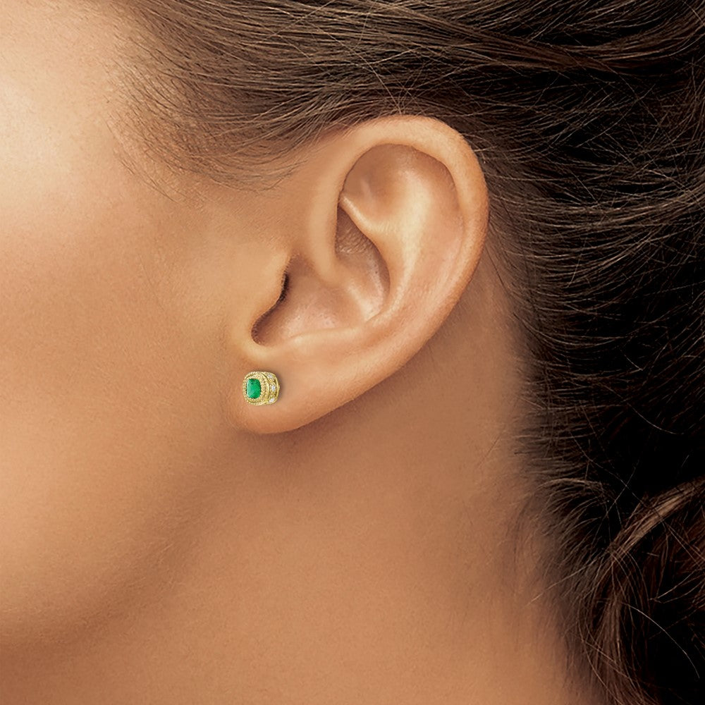 10k Emerald and Diamond Earrings