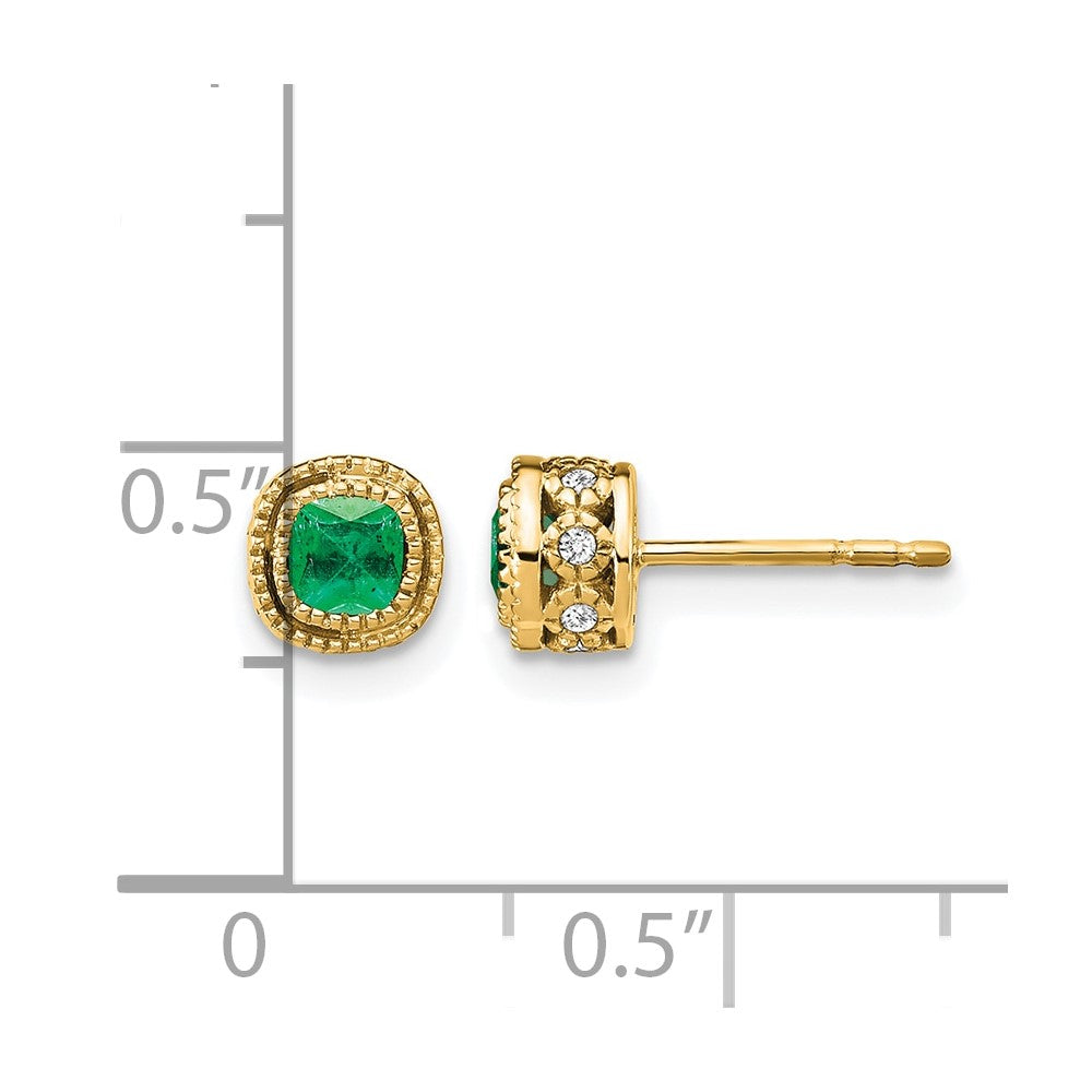 10k Emerald and Diamond Earrings