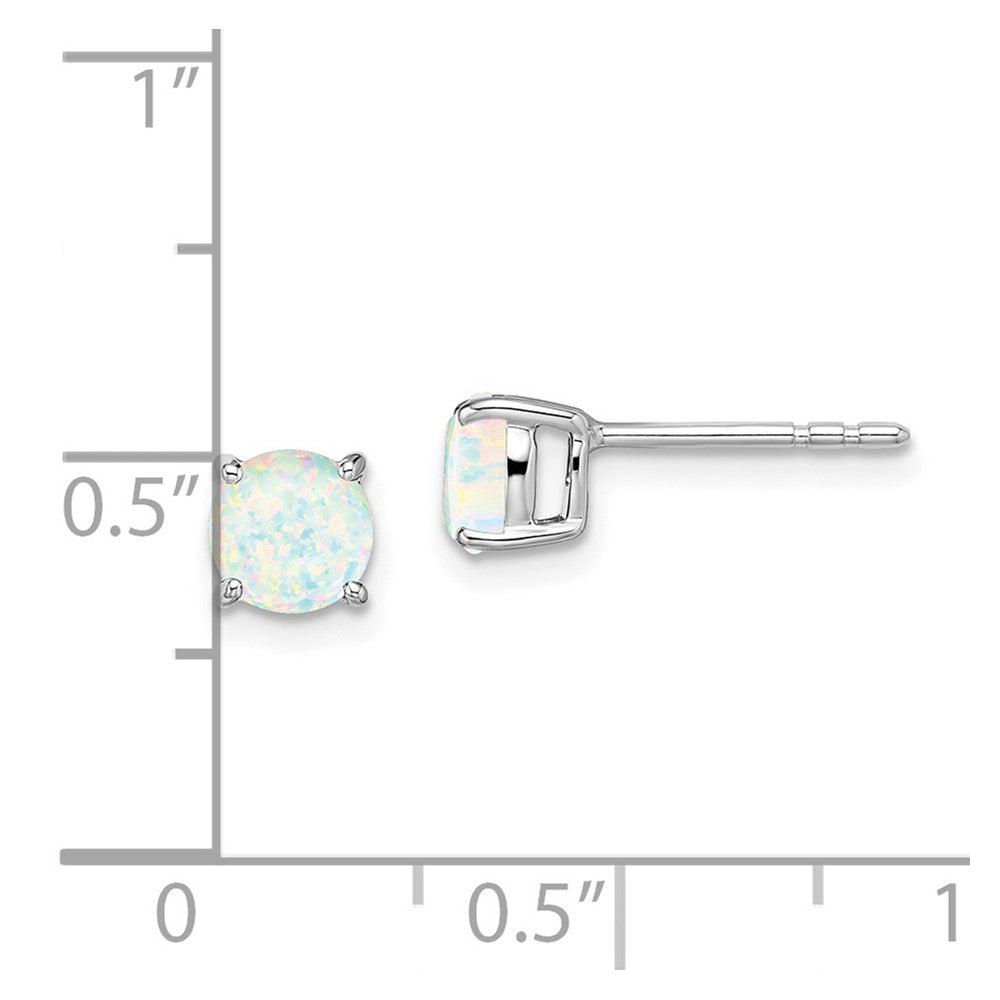 14k White Gold 5mm Round Lab Created Opal Post Earrings