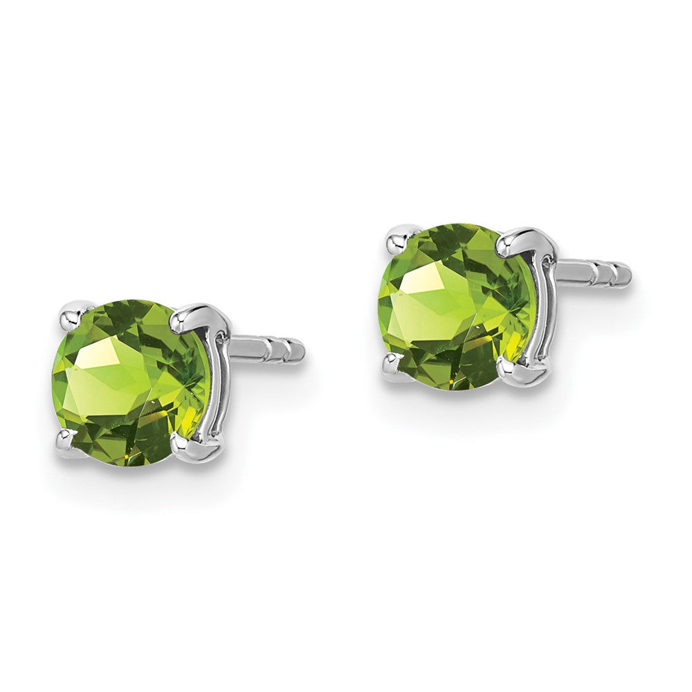 14k White Gold 5mm Round Peridot Post Earrings