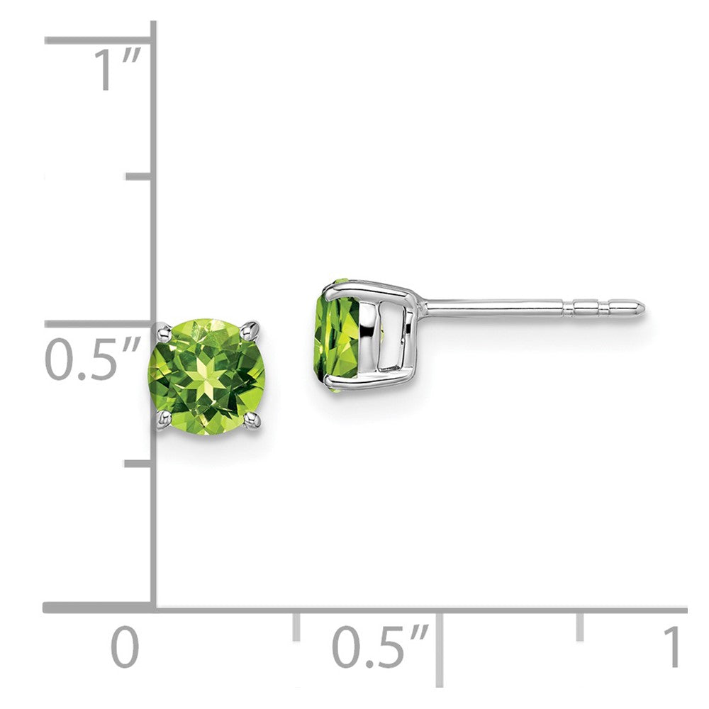 14k White Gold 5mm Round Peridot Post Earrings